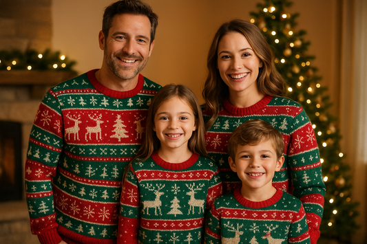 family matching christmas jumpers