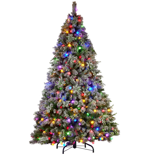 Snowy Crown Pine 2.7m Multicolour Pre-Lit Christmas Tree with 2429 Tips by Swishmas
