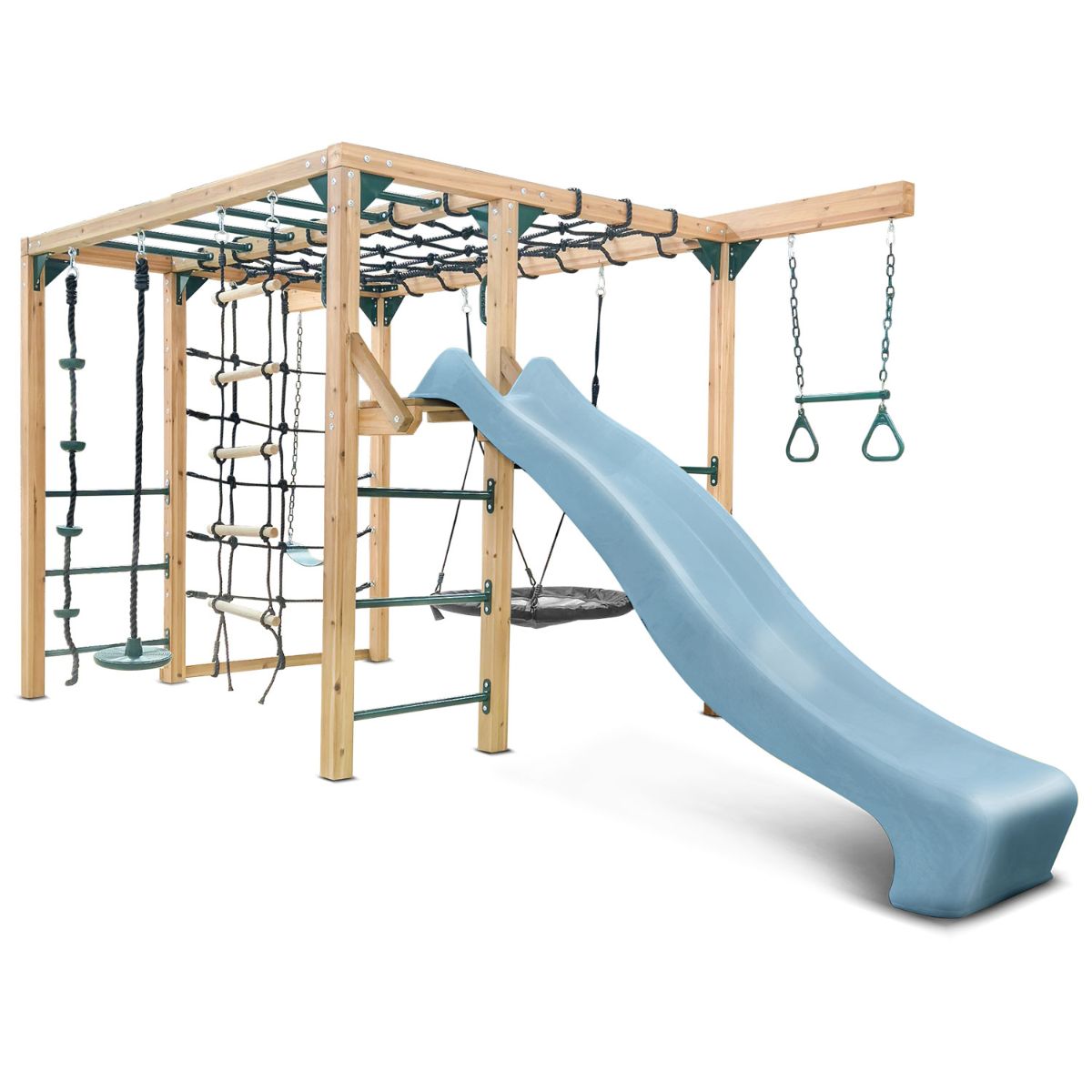 Lifespan Kids Orangutan Monkey Bars Jungle Gym Climbing Frame with 2.2m Slide (Pastel Blue)