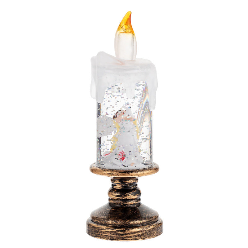 (A set of four) Festive Christmas Candle Lights with Snow Globe Decor - Perfect Creative Holiday Gift