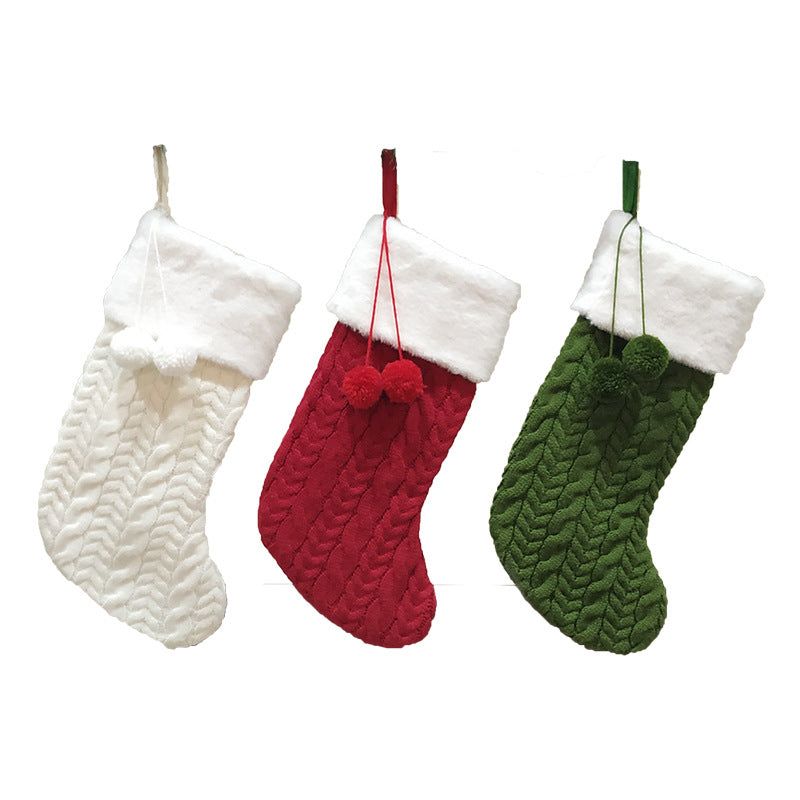 White Large Cable Knit Christmas Stocking - Classic 43cm Holiday Decor for Fireplace Hanging
