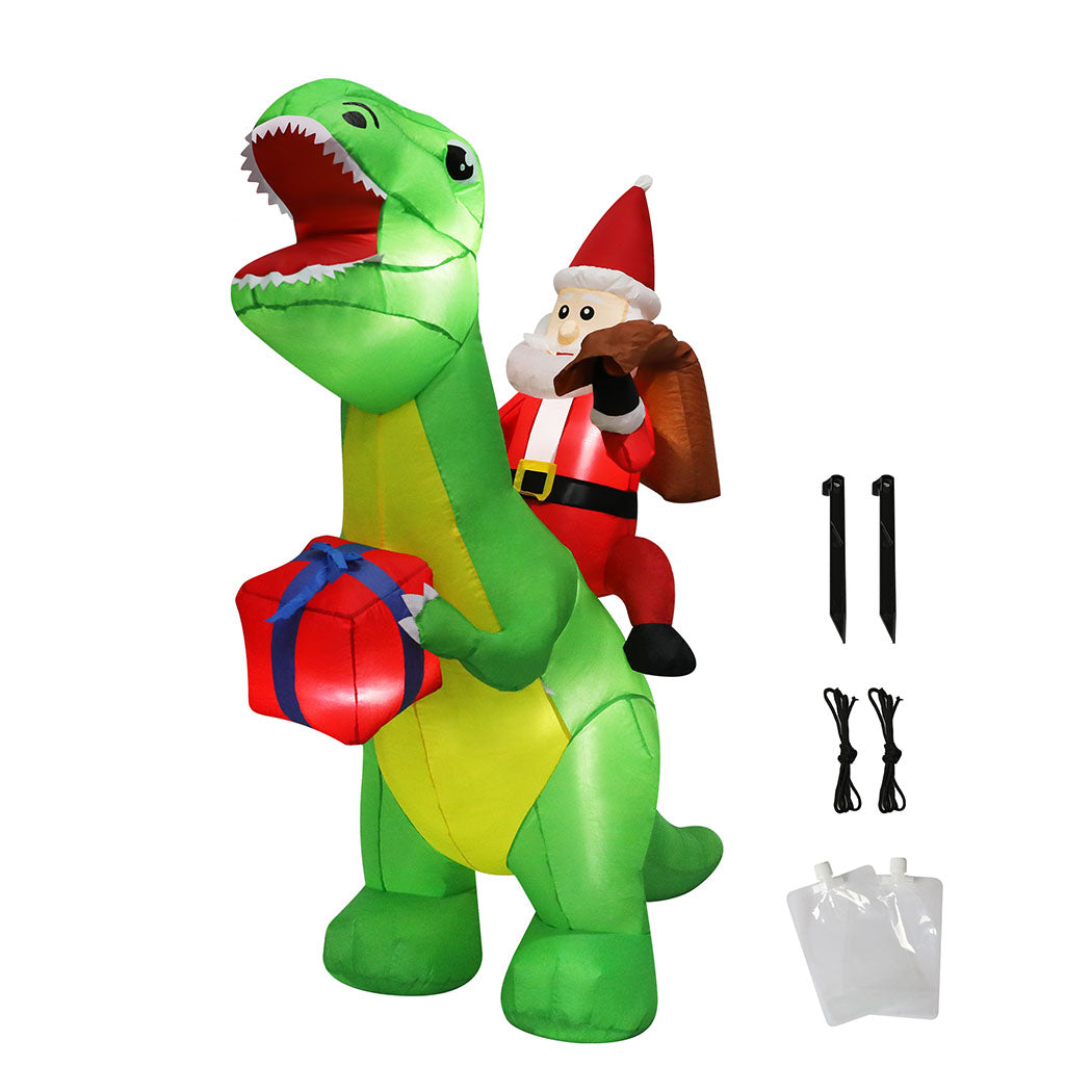 Santaco Christmas Inflatables Outdoor Santa Claus Riding Dinosaur Lights D�cor-1942353655252520960
