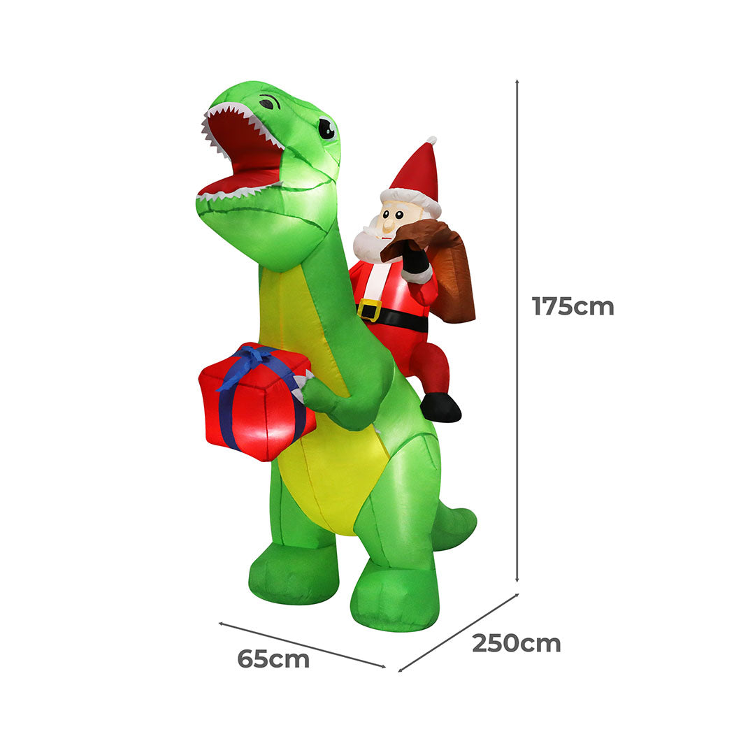 Santaco Christmas Inflatables Outdoor Santa Claus Riding Dinosaur Lights D�cor-1942353655252520962
