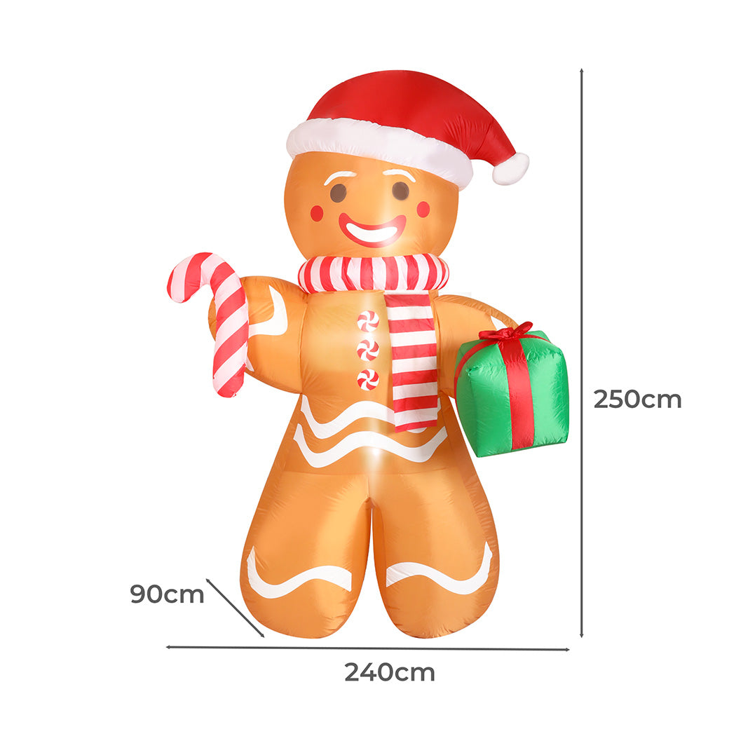 Santaco Christmas Inflatable Outdoor Gingerbread Man 2.5M-1942353655051194370