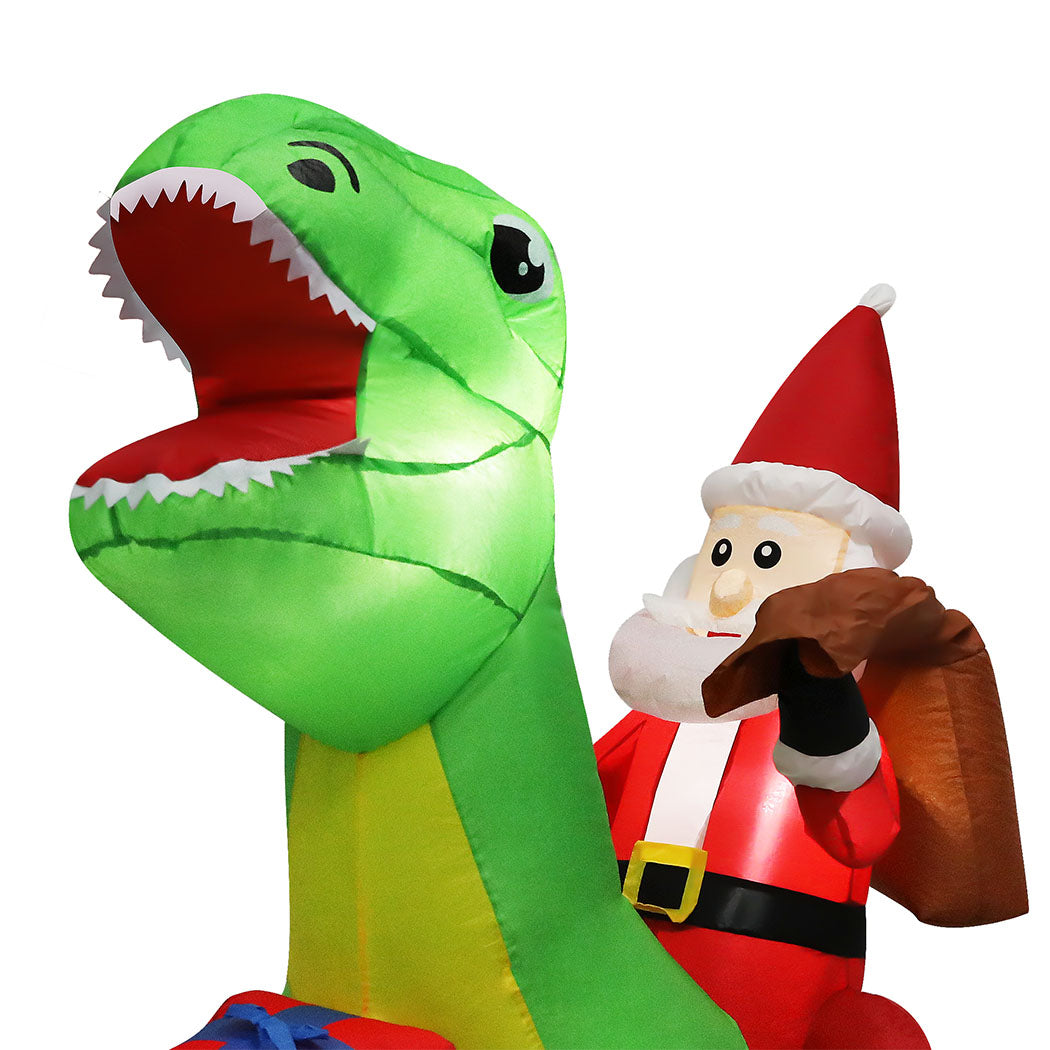 Santaco Christmas Inflatables Outdoor Santa Claus Riding Dinosaur Lights D�cor-1942353655252520963