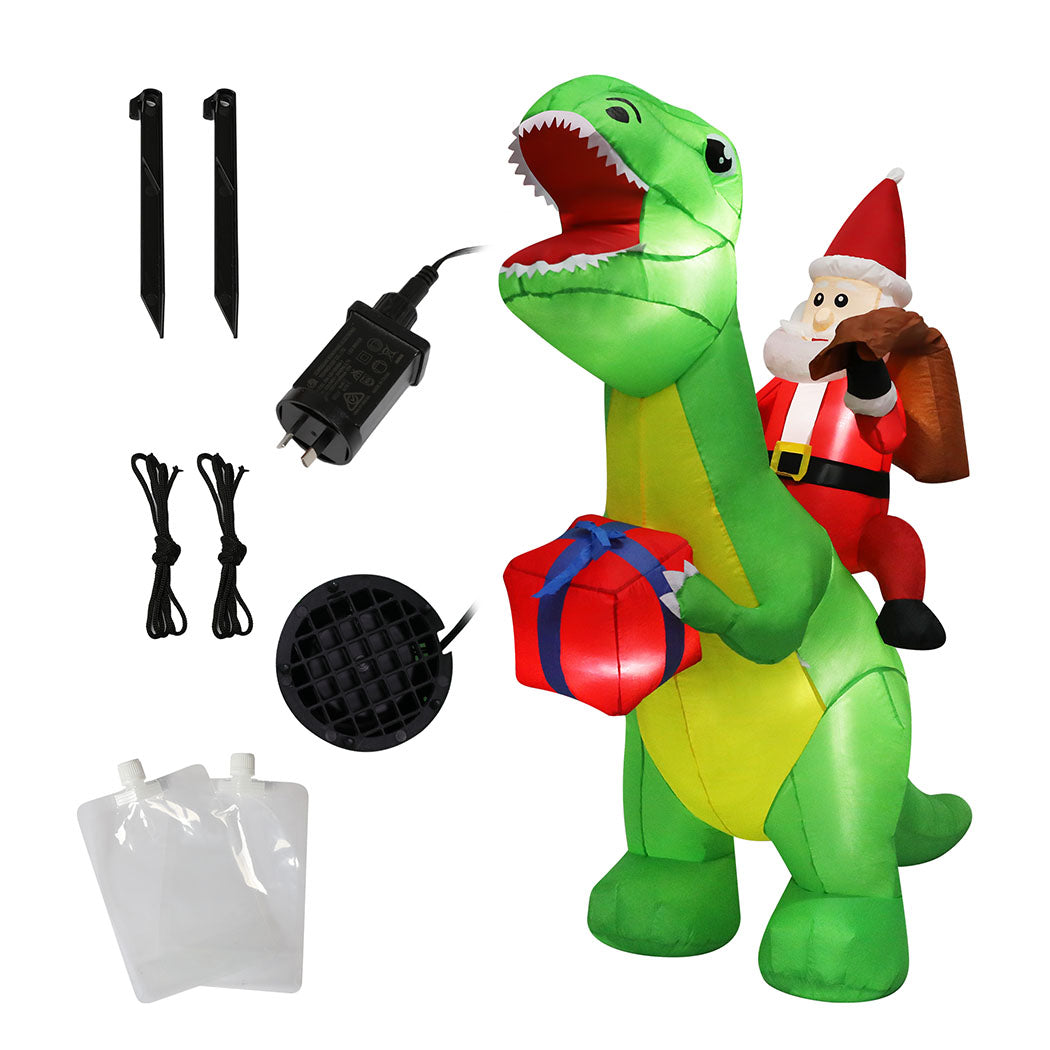 Santaco Christmas Inflatables Outdoor Santa Claus Riding Dinosaur Lights D�cor-1942353655252520965