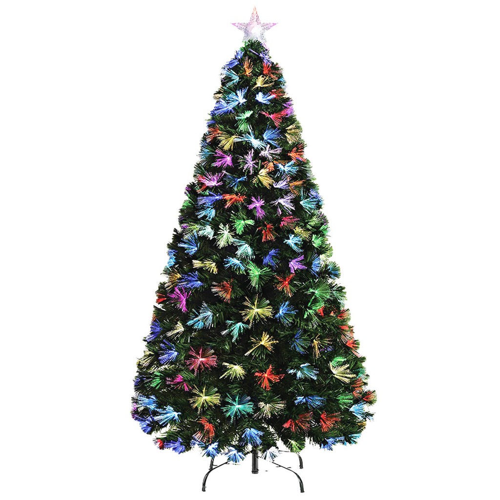Christmas By Sas 1.5m Fibre Optic Christmas Tree 165 Tips Multicolour Lights & Star - Christmas Outlet Online