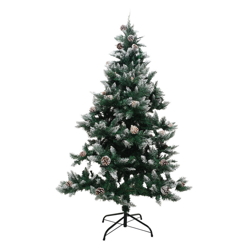 Christmas By Sas 1.8m Full Figured Tree Snow Covered Tips & Pine Cones - Christmas Outlet Online