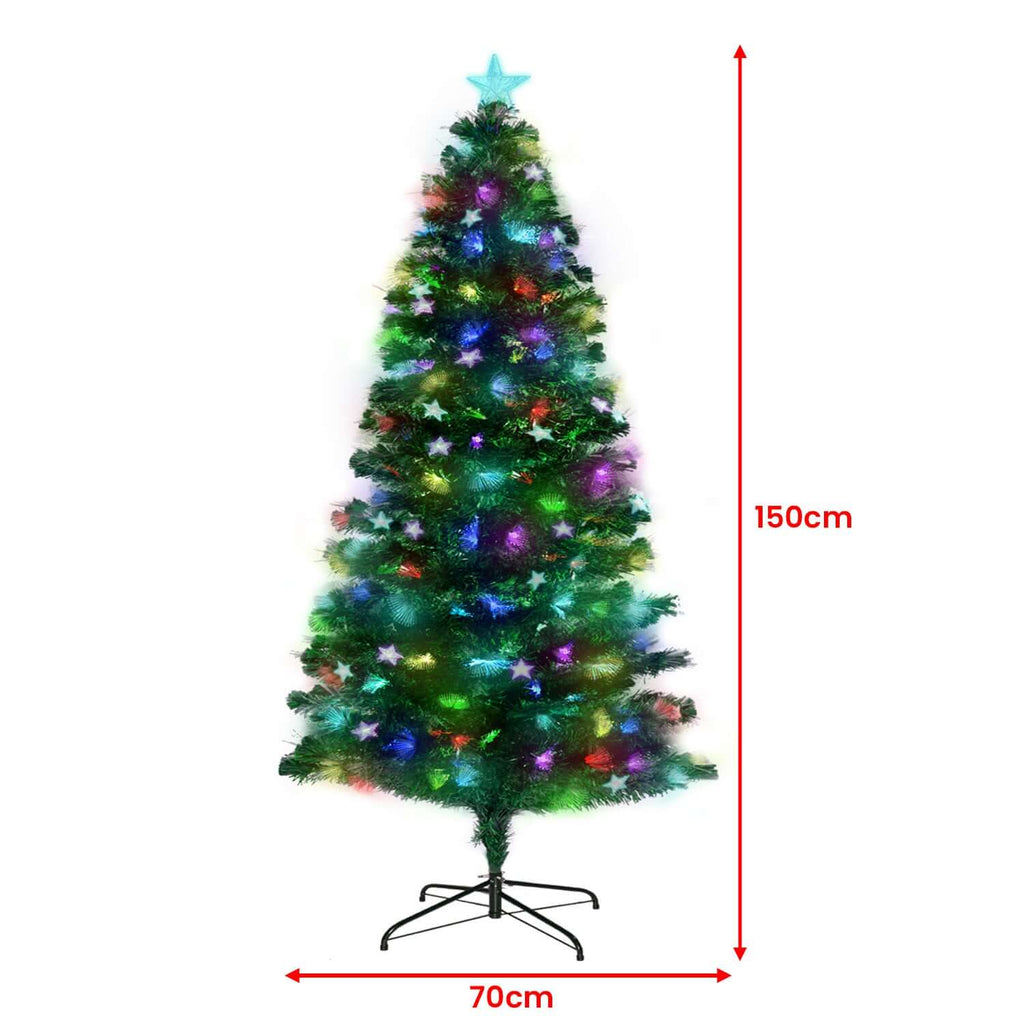 Christabelle 1.5m Enchanted Pre Lit Fibre Optic Christmas Tree Stars Xmas Decor - Christmas Outlet Online