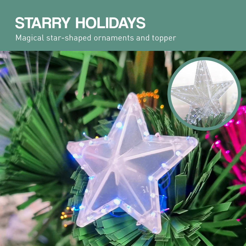 Christabelle 2.4m Enchanted Pre Lit Fibre Optic Christmas Tree Stars Xmas Decor - Christmas Outlet Online