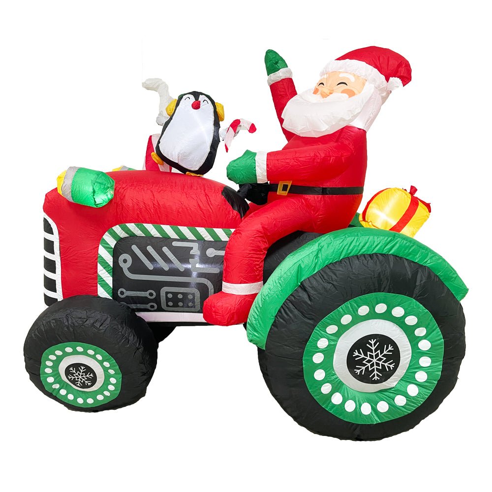 Radiant Christmas Lights Tractor Penguin Gift Xmas Inflatable Santa 1.8m Height