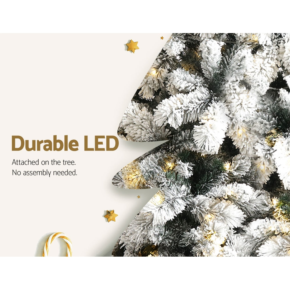 Jingle Jollys Christmas Tree 2.1M Xmas Tree with 500 LED Lights Snowy Tips - Christmas Outlet Online