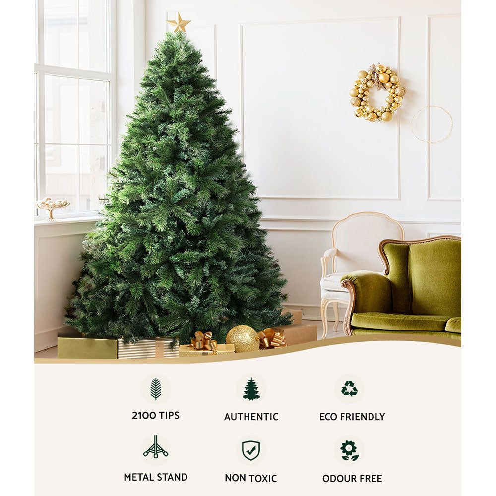 Jingle Jollys Christmas Tree 2.4M Xmas Trees Decorations Pine-Needle 2100 Tips - Christmas Outlet Online