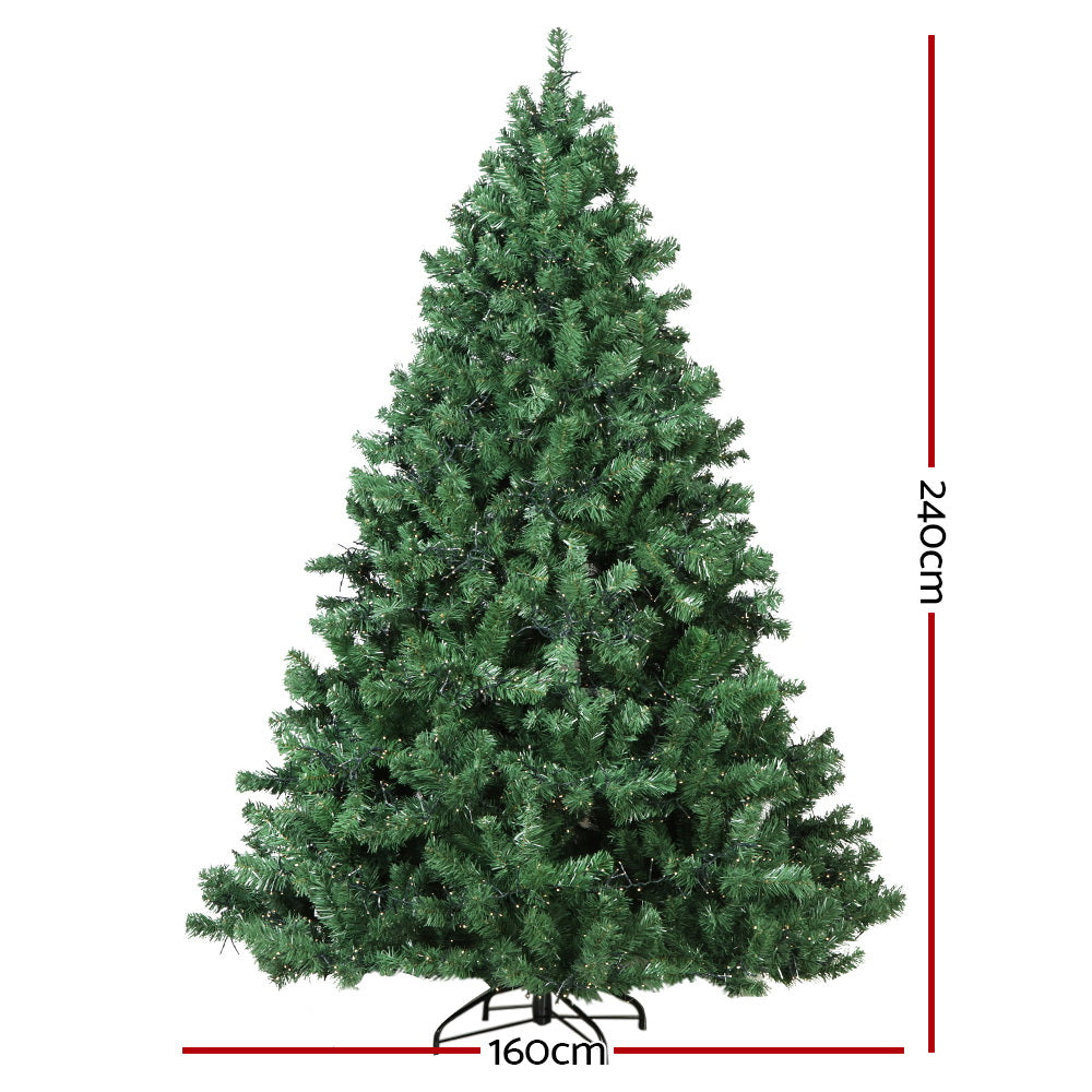 Jingle Jollys Christmas Tree 2.4M Xmas Tree 3190 LED Lights 8 Modes Warm White - Christmas Outlet Online