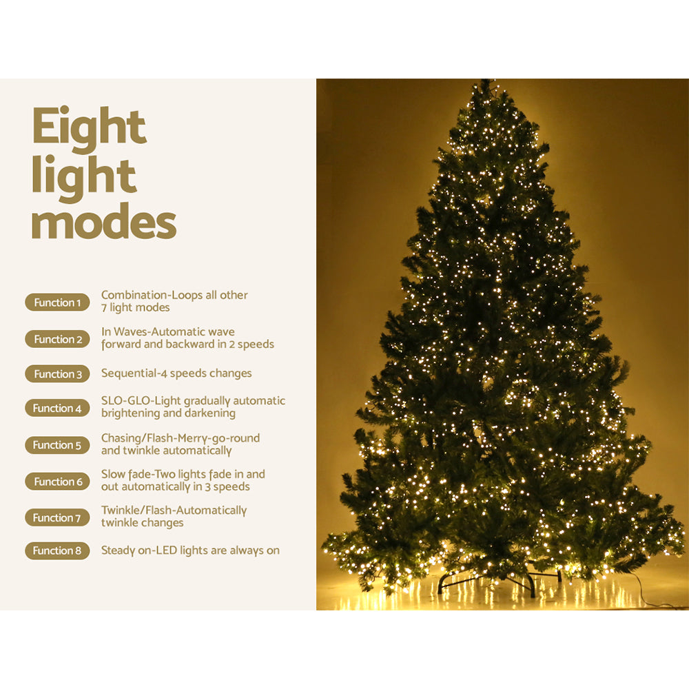 Jingle Jollys Christmas Tree 2.4M Xmas Tree 3190 LED Lights 8 Modes Warm White - Christmas Outlet Online