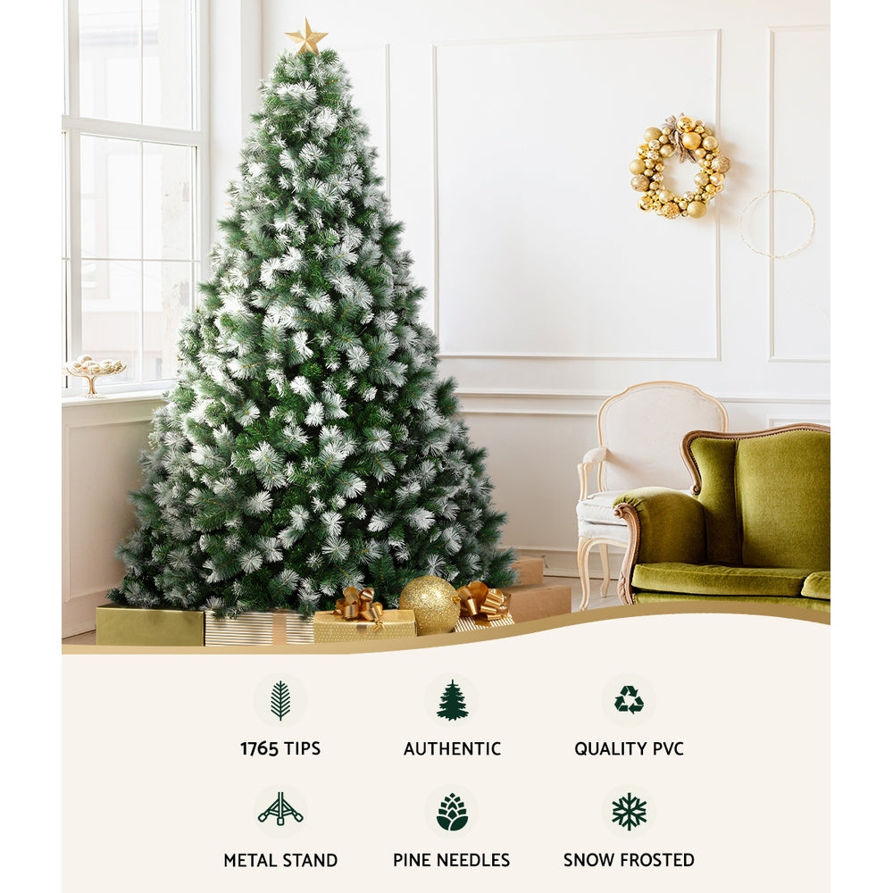 Jingle Jollys 2.7M Christmas Tree with Pine Needle Snowy Xmas Tree 1765 Tips - Christmas Outlet Online
