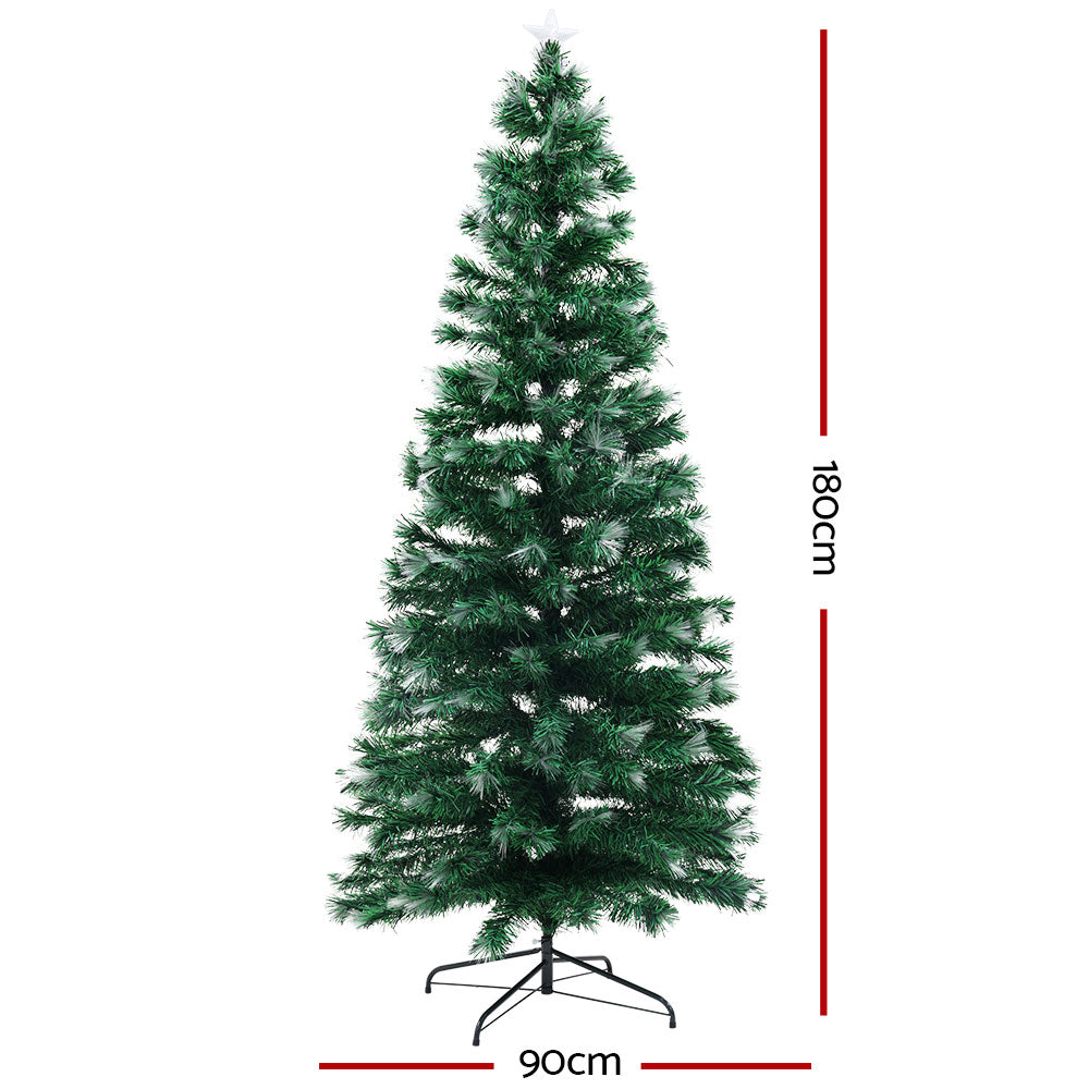 Jingle Jollys Christmas Tree 1.8M 6FT LED Xmas Multi Colour Lights Optic Fibre - Christmas Outlet Online