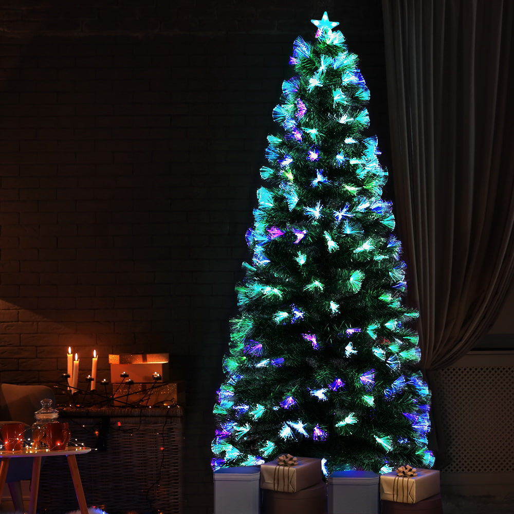 Jingle Jollys Christmas Tree 1.8M 6FT LED Xmas Multi Colour Lights Optic Fibre - Christmas Outlet Online