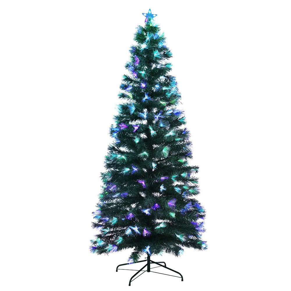 Jingle Jollys Christmas Tree 2.1M 7FT LED Xmas Multi Colour Lights Optic Fibre - Christmas Outlet Online