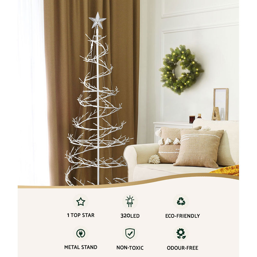 Jingle Jollys Christmas Tree 1.8M 6FT LED Xmas Decoration Cold White Lights - Christmas Outlet Online