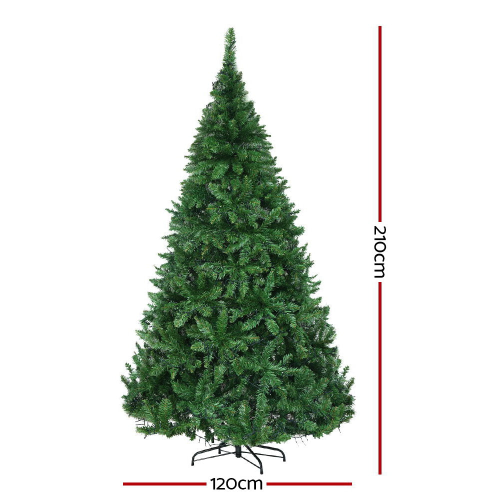 Jingle Jollys Christmas Tree 2.1M With 1134 LED Lights Warm White Green - Christmas Outlet Online