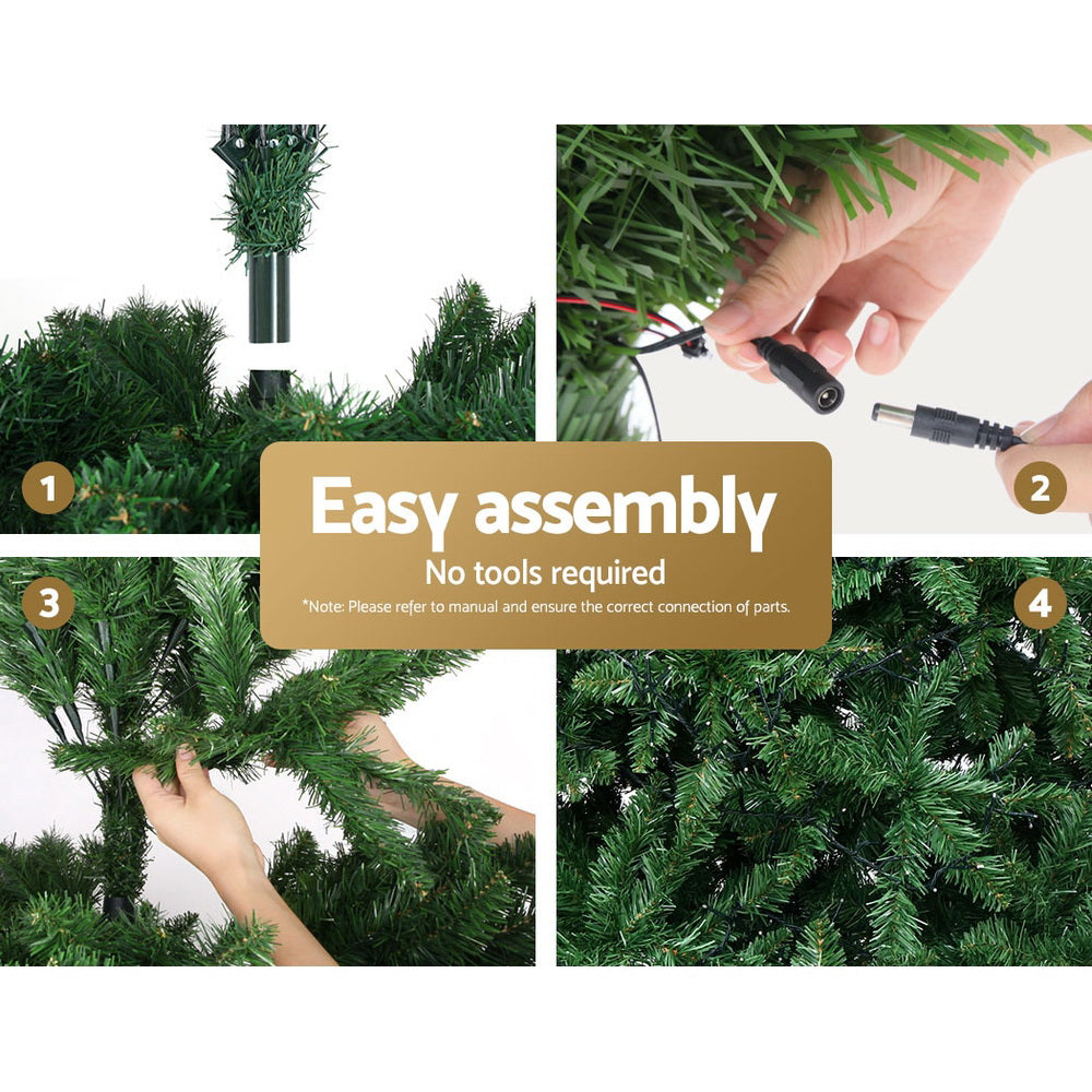 Jingle Jollys Christmas Tree 2.1M With 1134 LED Lights Warm White Green - Christmas Outlet Online