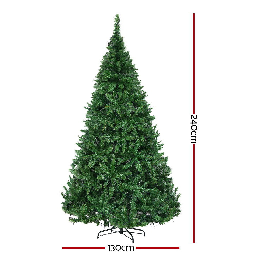 Jingle Jollys Christmas Tree 2.4M With 1488 LED Lights Warm White Green - Christmas Outlet Online