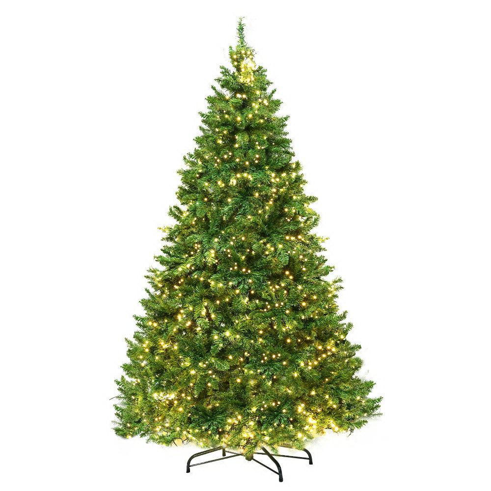 Jingle Jollys Christmas Tree 2.4M With 1488 LED Lights Warm White Green - Christmas Outlet Online