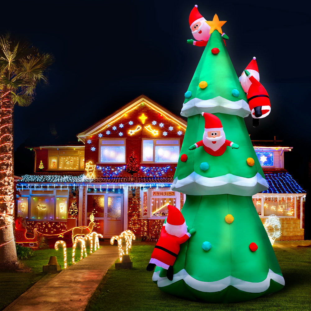 Jingle Jollys Christmas Inflatable Santa Tree 5M Outdoor Xmas Decorations Lights - Christmas Outlet Online