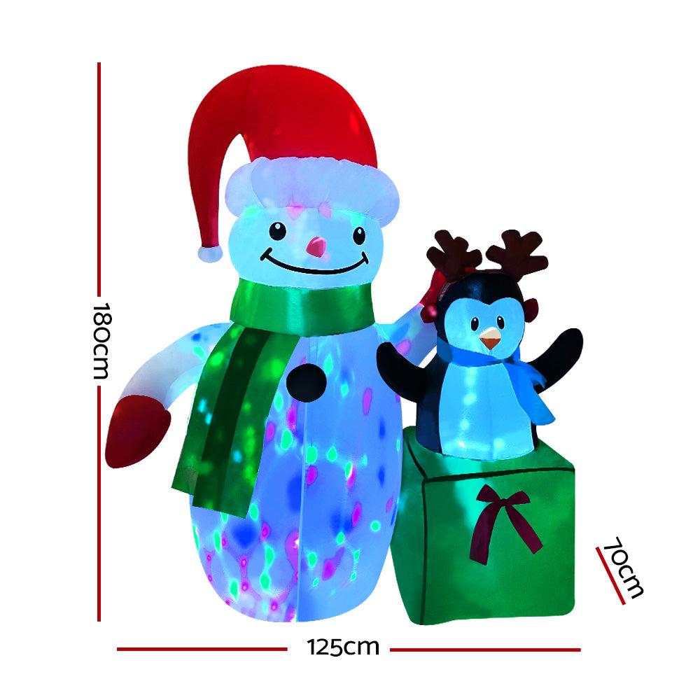 Jingle Jollys Christmas Inflatable Snowman 1.8M Lights LED Outdoor Decorations - Christmas Outlet Online