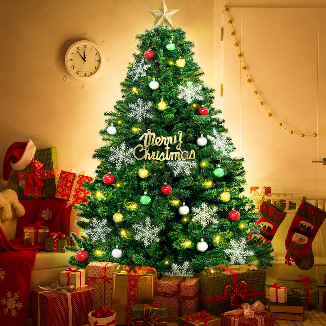 Christmas Tree Kit Xmas Decorations Colorful Plastic Ball Baubles with LED Light 2.1M Type2 - Christmas Outlet Online