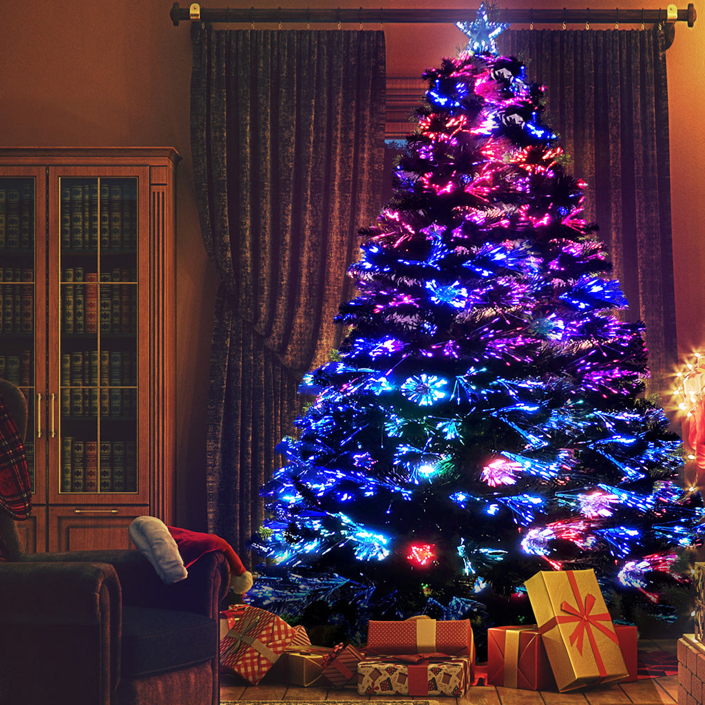 SANTACO Christmas Tree 2.4M 8Ft Xmas Decorations Fibre Optic Multicolour Lights - Christmas Outlet Online