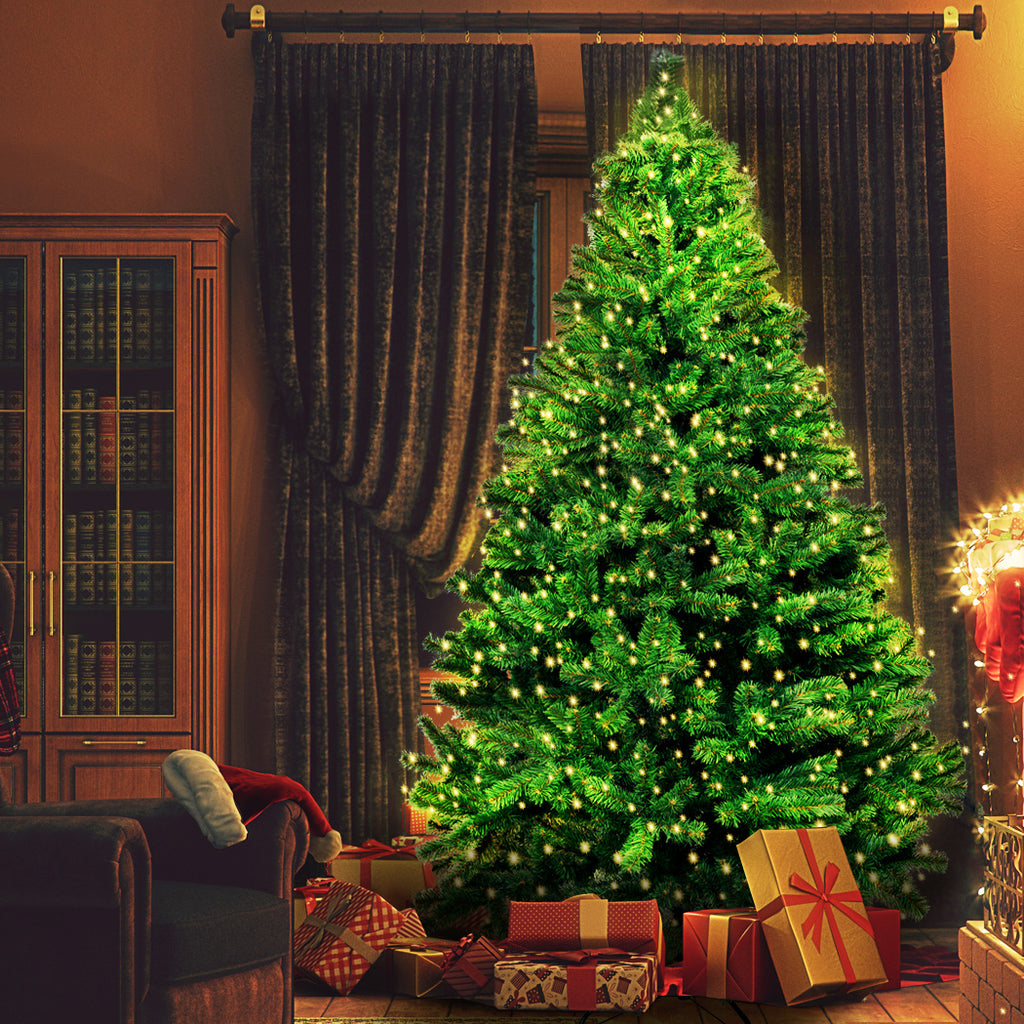SANTACO Christmas Tree 2.1M 7Ft Xmas Home Garden Decor Warm LED Lights - Christmas Outlet Online