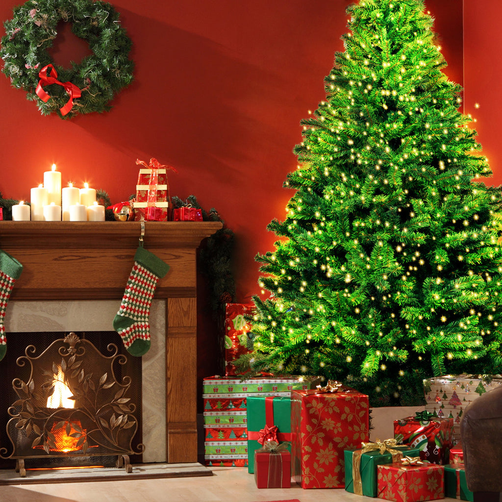 SANTACO Christmas Tree 2.4M 8Ft Xmas Home Garden Decor Warm LED Lights - Christmas Outlet Online