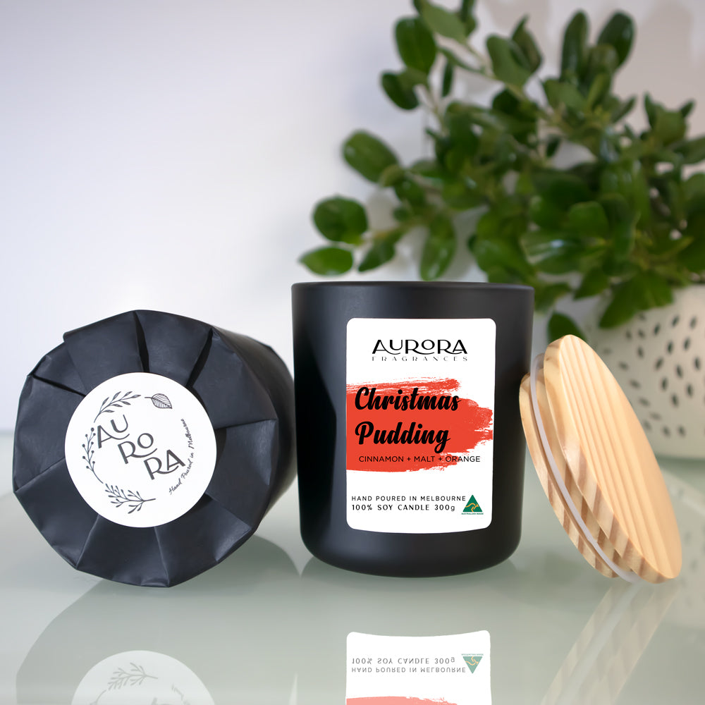 Aurora Christmas Pudding Scented Soy Candle Australian Made 300g 2 Pack - Christmas Outlet Online