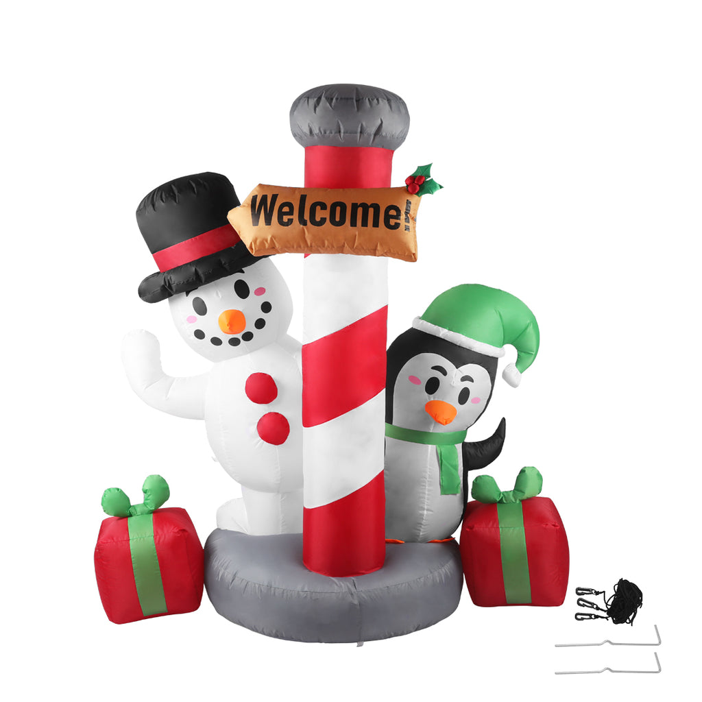 Santaco Inflatable Christmas Decor Pole Welcome 1.8M LED Lights Xmas Party - Christmas Outlet Online