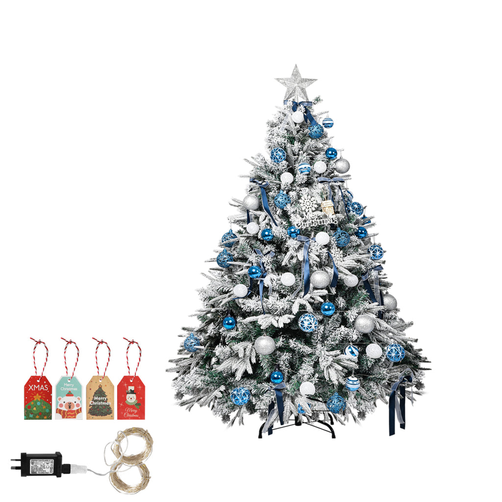 Santaco Christmas Tree 1.5M 5Ft Fairy Lights Snow Flocked Xmas Ornaments Decor - Christmas Outlet Online