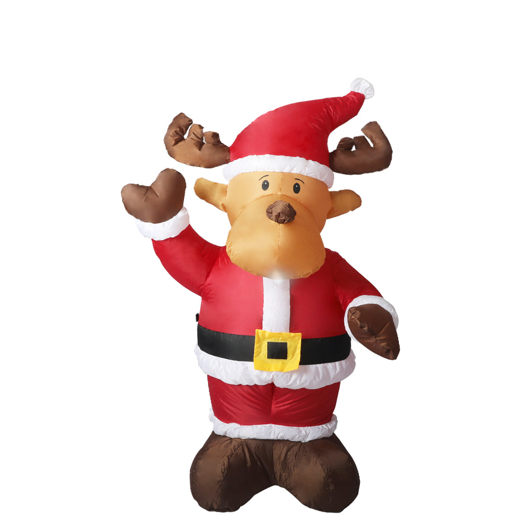 Santaco Inflatable Christmas Decor Santa Reindeer 1.35M LED Lights Xmas Party - Christmas Outlet Online