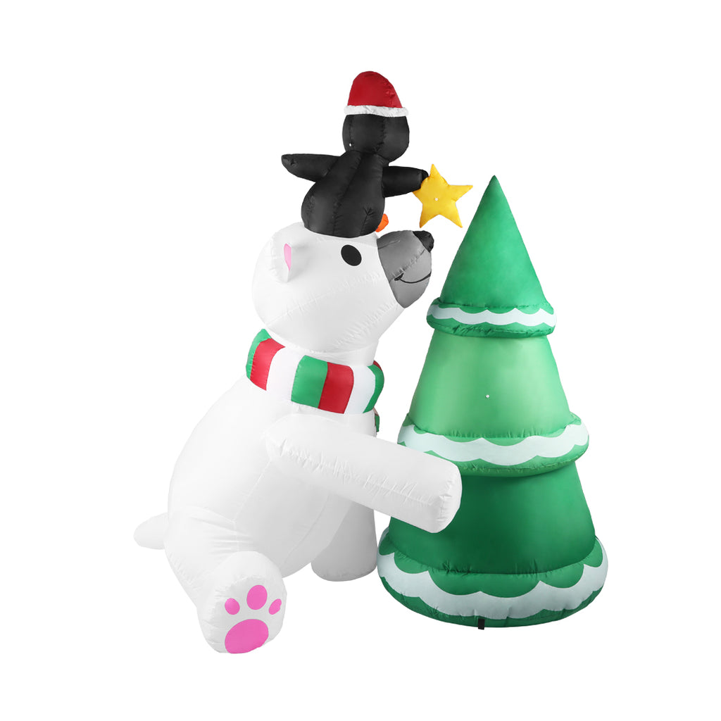 Santaco Inflatable Christmas Decor Polar Bear Tree 1.8M LED Lights Xmas Party - Christmas Outlet Online