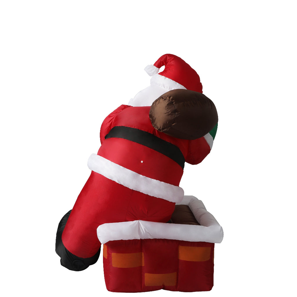Santaco Inflatable Christmas Decor Santa Chimney 1.2M LED Lights Xmas Party - Christmas Outlet Online