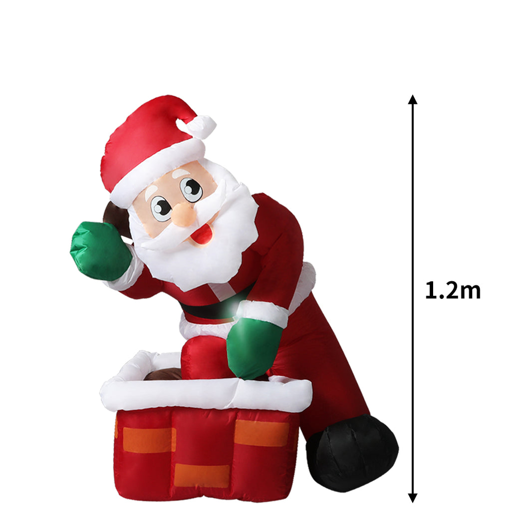 Santaco Inflatable Christmas Decor Santa Chimney 1.2M LED Lights Xmas Party - Christmas Outlet Online