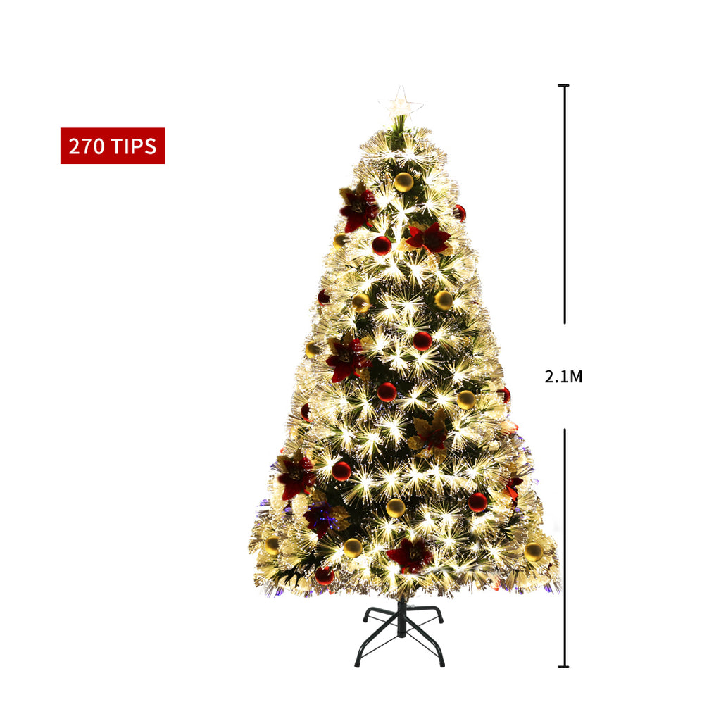 Santaco Christmas Tree 2.1M 7Ft Xmas Decorations Fibre Optic Multicolour Lights - Christmas Outlet Online