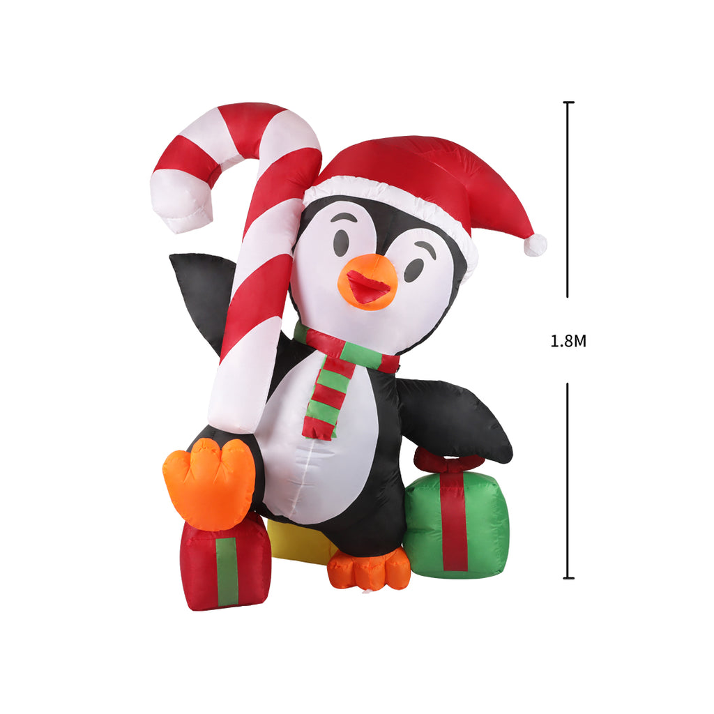 Santaco Inflatable Christmas Decor Happy Penguin 1.8M LED Lights Xmas Party - Christmas Outlet Online