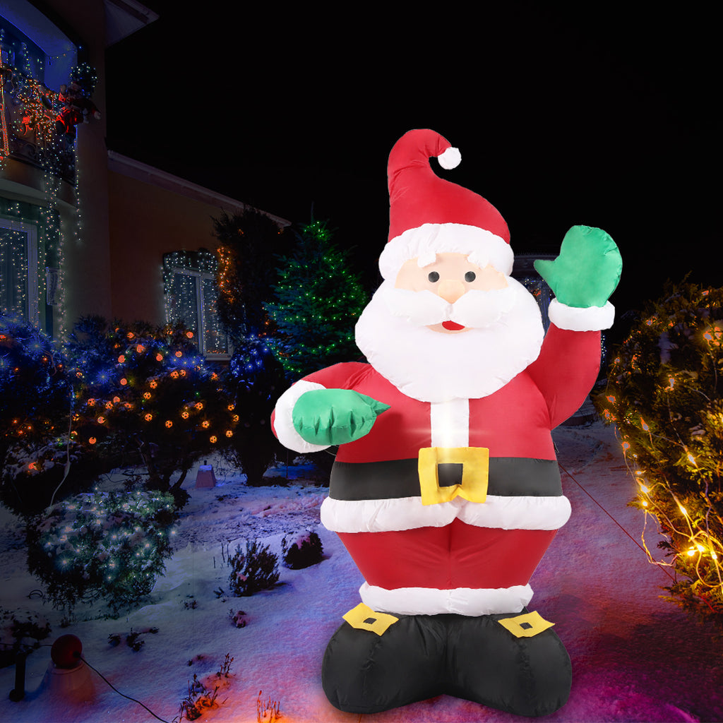 Santaco Inflatable Christmas Decor Waving Santa 1.35M LED Lights Xmas Party - Christmas Outlet Online