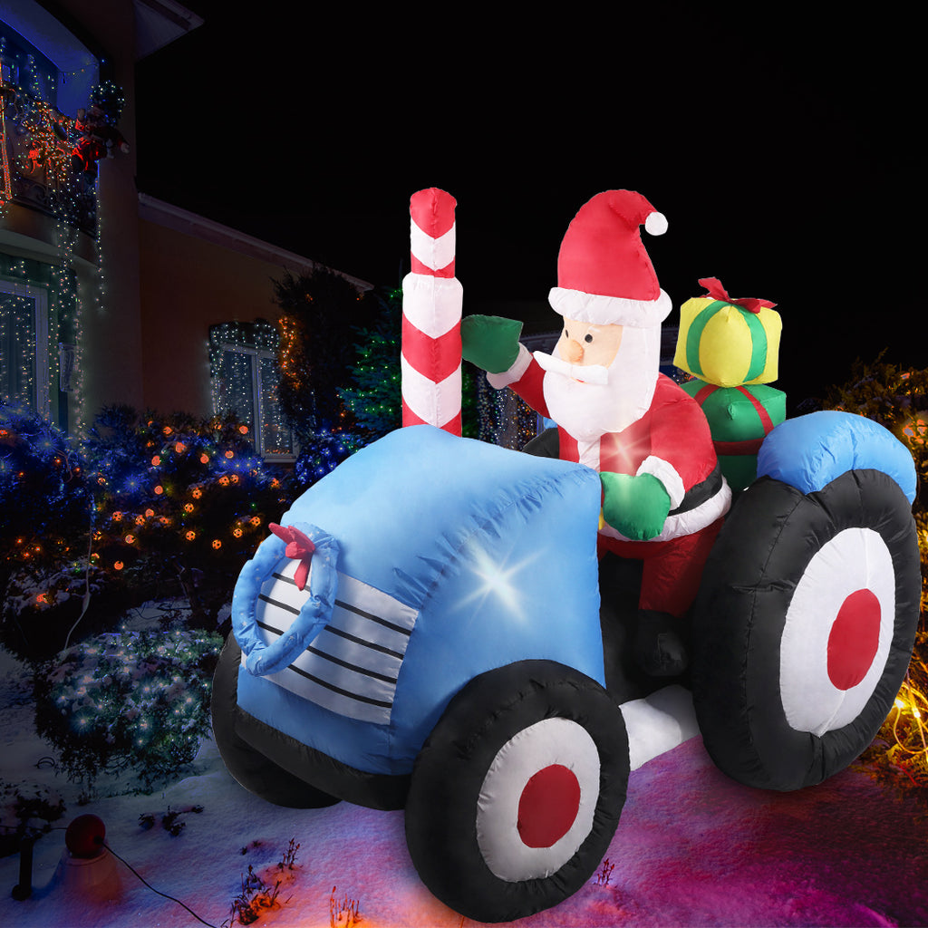Santaco Inflatable Christmas Decor Tractor Santa 1.4M LED Lights Xmas Party - Christmas Outlet Online