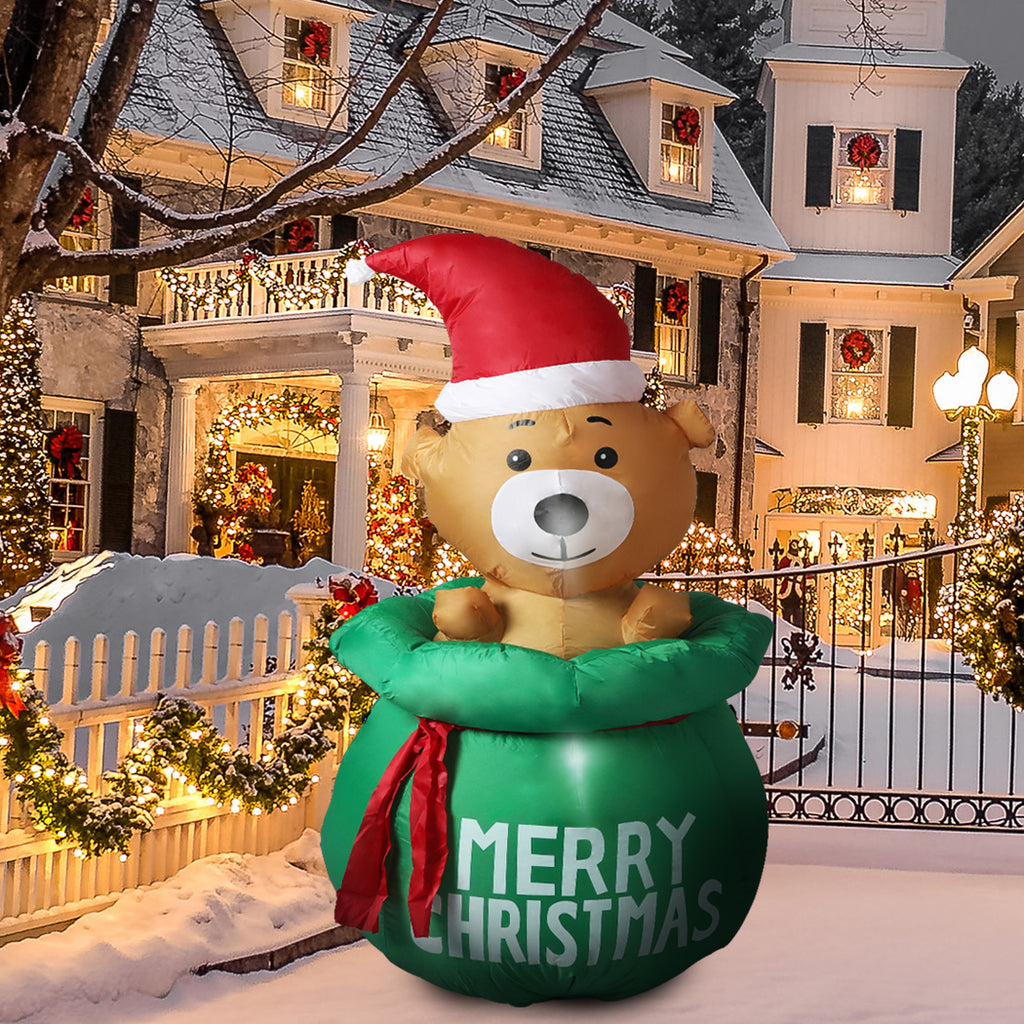 Santaco Inflatable Christmas Decorations Bubbly Bear 1.5M LED Lights Xmas Party - Christmas Outlet Online