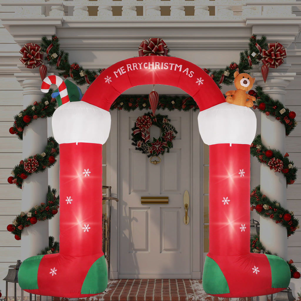 Santaco Christmas Inflatable Decor Stocking Arch 3M LED Lights Xmas Party - Christmas Outlet Online