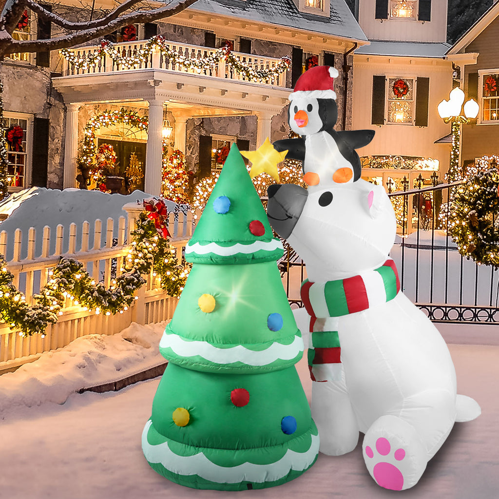 Santaco Inflatable Christmas Decor Polar Bear Tree 1.8M LED Lights Xmas Party - Christmas Outlet Online