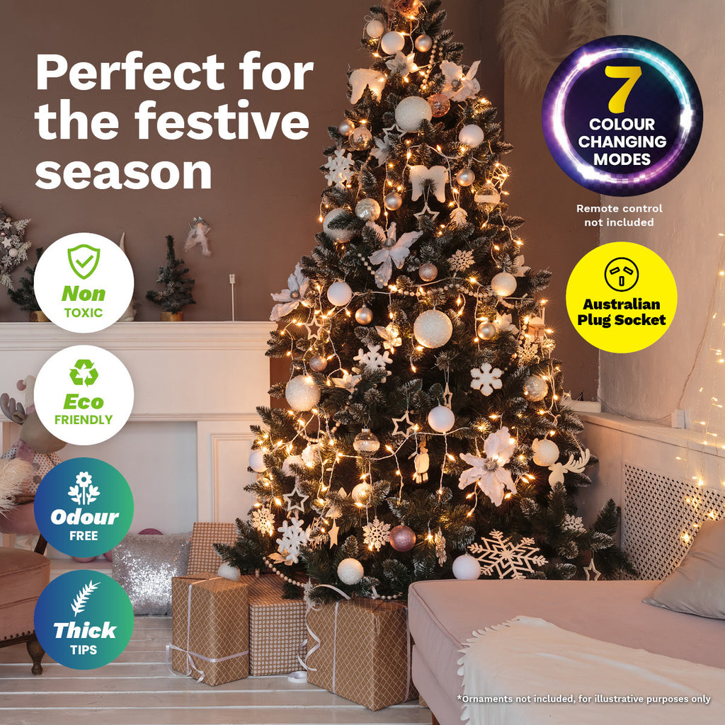 Christmas By Sas 1.8m Fibre Optic/LED Christmas Tree 210 Tips Multicolour Star & Ornaments - Christmas Outlet Online