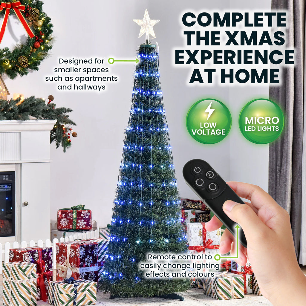SAS Electrical 1.5m Christmas Tree & Star Pop-Up Design Remote Controlled - Christmas Outlet Online